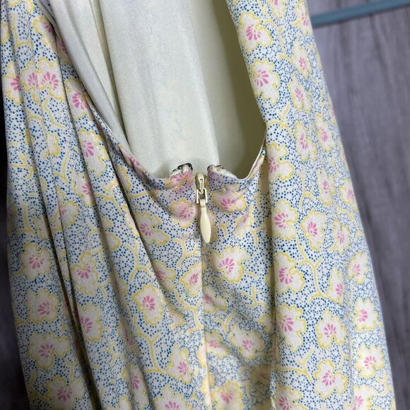 Derek Lam Jumpsuit Deep V Neckline Sleeveless Yellow Floral Print Wide Leg Sz 48 - Picture 15 of 15